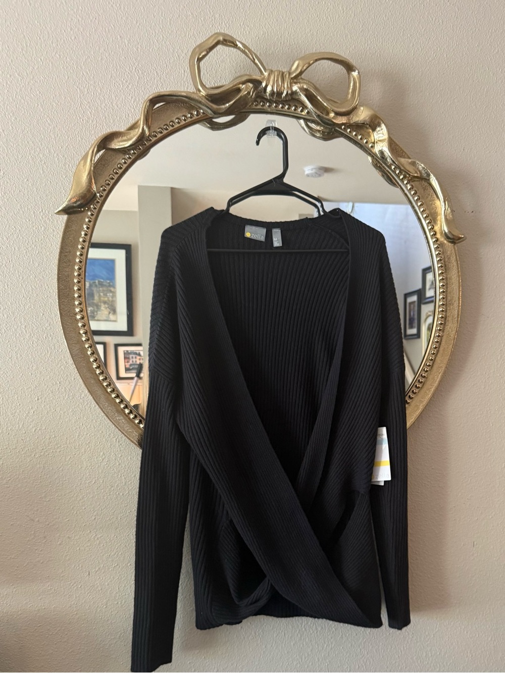 Zella Black Ribbed Wrap Cardigan